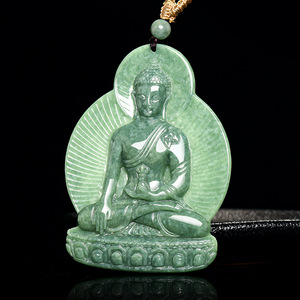 Pendentif <span class=keywords><strong>Bouddha</strong></span> ethnique en jadéite naturelle <span class=keywords><strong>de</strong></span> qualité A, couleur vert haricot, statue bouddhiste en <span class=keywords><strong>jade</strong></span> - Product Image 2