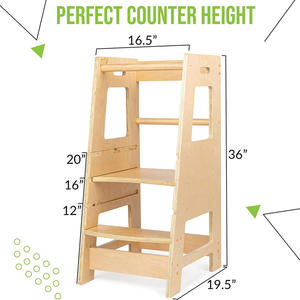 Sgabello In piedi per bambini 2 In 1 Aiuti In cucina sgabello a gradino regolabile In legno massello pieghevole per cucinare Montessori Baby Learning Tower - Product Image 5