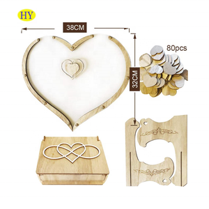 Marco de madera para fiesta, decoraciones de boda rústicas personalizadas, libro de invitados, suministros alternativos, apilamiento alternativo, corazón, boda - Product Image 2