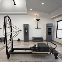Reformer Pilates Professionnel avec Demi-Tourneuse pour Studio Commercial, Lit de Renforcement Musculaire avec Chariot Silencieux