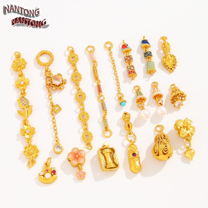 Composants de bijoux plaqués or antique NANTONG, perles en alliage de formes variées pour la fabrication de bracelets, accessoires DIY - Product Image 2