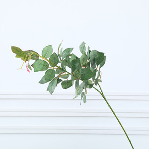 ZUOYI 90CM panno di seta foglia di rosa pianta artificiale 2 rami piante di foglie di rosa verde per parete vegetale - Product Image 1