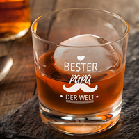 Vaso de Whisky Personalizado de 10.3oz con la Frase 'Bester Papa Der Welt', Regalo para el Día del Padre, Vaso Old-Fashioned para Papá