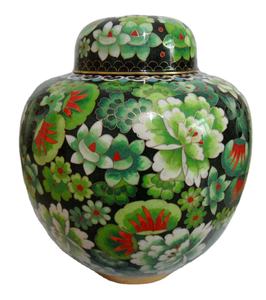 Urna/Vaso Tradizionale Floreale Blu in Cloisonné per Adulti per Cremazione (Cloisonné N. P145) - Product Image 2