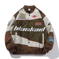 Dernière conception de haute qualité 100% veste de course de moto en cuir véritable broderie personnalisée Patch veste courte