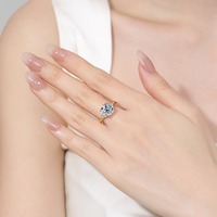 Nouvelles bagues en moissanite couleur D tendance, argent 925 et plaqué or 14 carats, pour mariage et fiançailles, bijoux pour femmes