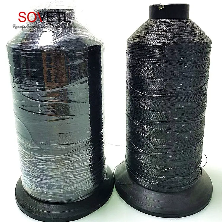 Fil Uhmwpe 200D/3 400D/3 Fil à coudre en PE résistant à l'abrasion, haute résistance, noir, résistant aux coupures