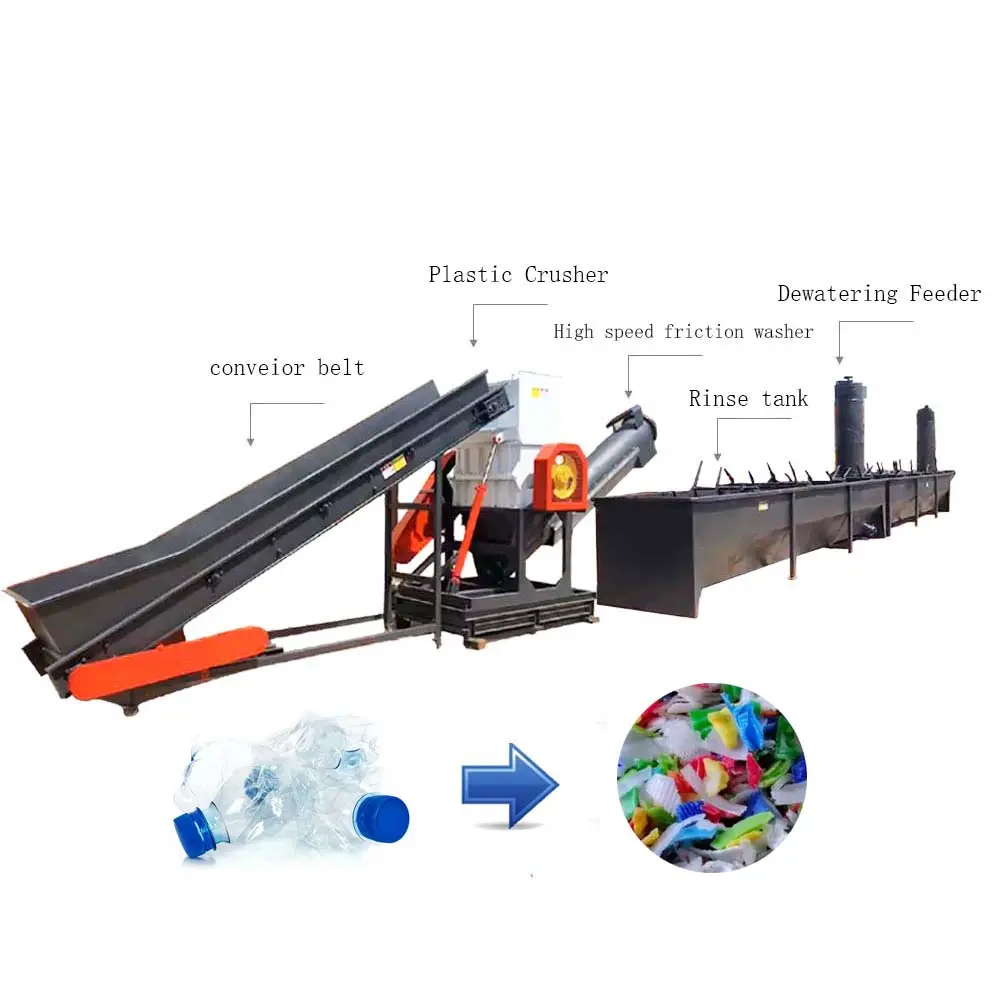 자동 100-3000 kg/h PET 병 세척 라인 플라스틱 세척 라인 PET 병 재활용 기계 플라스틱 폐기물 재활용 기계