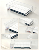 Boîte de rangement de luxe moderne en acrylique transparent pour tuiles de mahjong, avec couvercle coulissant, anti-poussière, empilable, portable, pour tuiles américaines