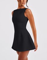 Vestido corto de gasa fruncido con corsé para mujer, estilo A, sin espalda, para fiesta o cóctel
