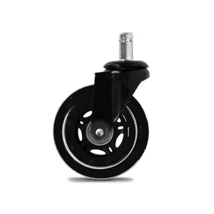 (Set of 5) Office Addiction - Office Chair Replacement Wheels - Hardwood Safe 3-Inch Heavy Duty Replacements Black/Clear