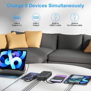พาวเวอร์แบงค์ 20000mAh 22.5W ชาร์จเร็ว พร้อมสายชาร์จในตัวและปลั๊กไฟ - Product Image 3