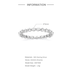 Anillos de Boda CANNER de 2 mm con Circonita Cúbica, Anillos de Compromiso Apilables de Eternidad Completa, Plata de Ley S925 - Product Image 2