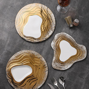 Assiette de luxe pour la restauration, nouveau plateau irrégulier en céramique et porcelaine, bols au design minimaliste, compatible lave-vaisselle - Product Image 1