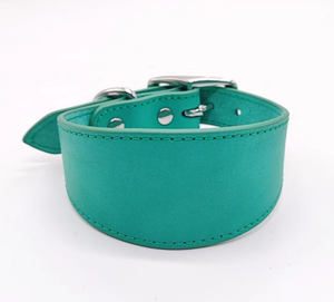 Luxus-Hunde halsband aus echtem Leder Breites Whippet & Greyhound-Haustier halsband mit festem Muster und eleganter Schal dekoration - Product Image 1