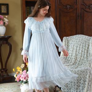 <span class=keywords><strong>ชุด</strong></span><span class=keywords><strong>นอน</strong></span>ผู้หญิงแบบมีฟองน้ำเสริมหน้าอก สไตล์วิน<span class=keywords><strong>เท</strong></span><span class=keywords><strong>จ</strong></span> ฤดูใบไม้ผลิและฤดูใบไม้ร่วง แบบใหม่ สไตล์เ<span class=keywords><strong>จ</strong></span>้าหญิง ผ้าไหมน้ำแข็ง แขนยาว แต่งลูกไม้ ยาว เซ็กซี่ - Product Image 3