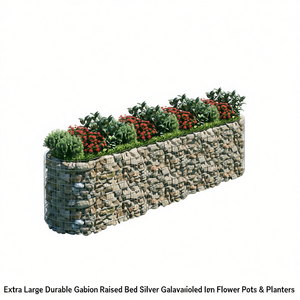 Macetas de Hierro Galvanizado Plateado para Jardín, Estilo Rústico, Extra Grandes - Product Image 1