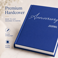 Carnet d'anniversaire personnalisé à couverture rigide, bleu marine, écriture blanche, cadeau élégant, souvenir de couple, OEM ODM en gros