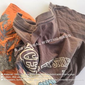 Chiffons de nettoyage industriels en coton de haute qualité 25KG, chiffons de mécanicien, chiffons de t-shirt colorés, chiffons de nettoyage et d'essuyage recyclés - Product Image 4