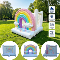 Super Castle Rainbow Commercial Mini PVC Inflatable Bounce House Bouncy Castle 2.5x2.5m Kapasitas 150kg Tema Bunga/Hati Mudah Dipasang