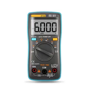 Yüksek hassasiyetli ZT102 dijital multimetre otomatik aralığı 6000 sayısı arkadan aydınlatmalı AC ampermetre voltmetre sıcaklık test cihazı