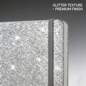 Sparkle Fabric Hardcover Diary Sewing Binding Gift <b>Notebook</b> Silver with Color Options - Product Image 3