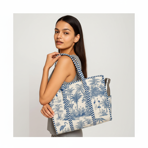 Sacs fourre-tout matelassés en coton imprimés à la main, sacs fourre-tout traditionnels indiens, sacs fourre-tout artisanaux avec imprimés à la main - Product Image 1