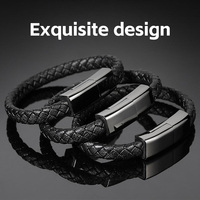 Câble de téléphone USB vers Type C Micro 8Pin Bracelet en cuir tressé Câble de données de charge pour téléphone portable