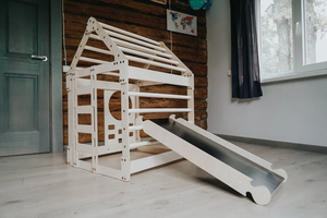 บ้านเด็กเล่นพร้อมสไลด์สนามเด็กเล่นในร่มสำหรับเด็กวัยหัดเดินปีนเขาเข้ายิมในป่า - Product Image 4