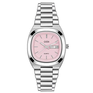 Montre élégante pour femme, montre à quartz étanche en acier massif de haute qualité, double calendrier ovale, niche - Product Image 2