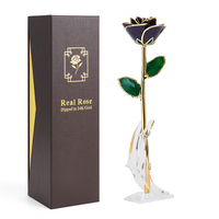 Cadeaux de la Saint-Valentin et de la Fête des Mères en métal plaqué or naturel avec rose éternelle