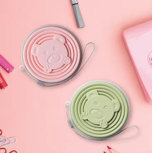 Dapat dilipat portabel dapat digunakan kembali tahan bocor olahraga cangkir air silikon + baja tahan karat 180ML perjalanan cangkir kopi - Product Image 6