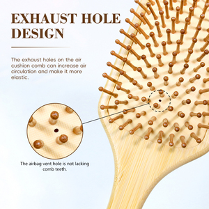 Spazzola per capelli in bambù all'ingrosso con cuscino d'aria, districante, massaggiante per il cuoio capelluto, con denti in nylon, motivo a <span class=keywords><strong>margherita</strong></span>, per la crescita dei capelli - Product Image 4