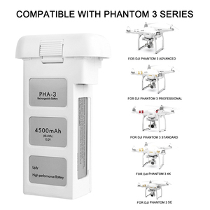 Batería de Repuesto para <span class=keywords><strong>DJI</strong></span> <span class=keywords><strong>Phantom</strong></span> 3 Pro, Professional, Advanced, Standard, <span class=keywords><strong>SE</strong></span>, 15.2V 4500mAh 68W, Batería de Vuelo Li-Po para Dron <span class=keywords><strong>DJI</strong></span> - Product Image 1
