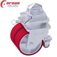 Roues pivotantes pour conteneurs ISO 6/8/10/12 pouces en polyuréthane avec plaque en acier, frein et verrouillage rigide, support OEM, filetées
