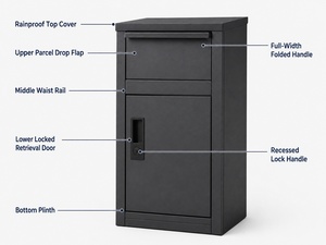 Boîte <span class=keywords><strong>aux</strong></span> <span class=keywords><strong>lettres</strong></span> pour livraison à domicile avec compartiment de rangement verrouillable - Product Image 3