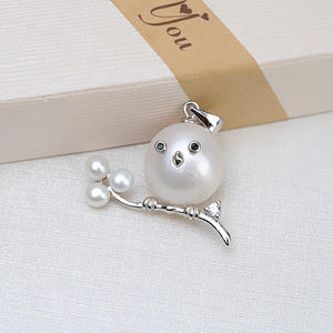 สร้อยคอเงินแท้ S925 รูปนกบาโรกประดับมุก พร้อมหยกและหยกเจียรสำหรับผู้หญิง ดีไซน์โปร่ง ทำมือ 100% สำหรับงาน DIY - Product Image 4