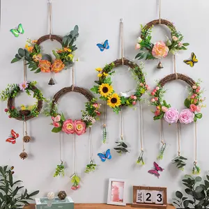 Rustic wedding handcrafted vine wreaths hanging artificial flower plant flower garland christmas decor