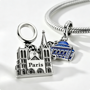 Colgante de recuerdo rectangular de la Catedral de Notre Dame de París, chapado en plata, de aleación de zinc, con esmalte duro, temática religiosa - Product Image 2