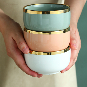 Bol à riz en porcelaine de haute qualité, vaisselle nordique, bol en céramique, vaisselle de luxe légère pour la maison, bol à riz en céramique - Product Image 2