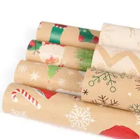 Creative דקורטיבי נייר סנטה איש שלג פתית שלג מודפס חום קראפט חג מולד נייר עטיפה אריזת מתנה אריזת נייר