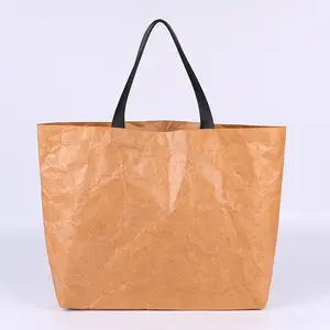Распродажа, Большая водонепроницаемая сумка на заказ, стираемая, для покупок, женская сумка из крафт-бумаги
