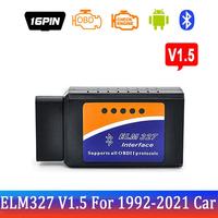 Escáner de Diagnóstico para Auto Elm 327 V1.5 V2.1 OBD2, Lector de Códigos Bluetooth, Kit de Herramientas para Reparación de Fallas