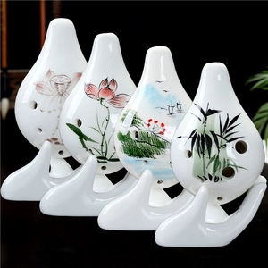 Ocarina décorative en porcelaine blanche peinte à la main, 6 trous, en céramique, pour débutant - Product Image 2
