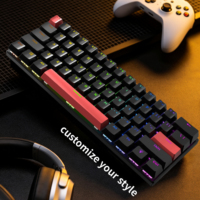 Clavier mécanique portable personnalisable 60 % 61 touches USB Type-C filaire 1,5 m RGB pour bureau, 22 touches anti-ghosting