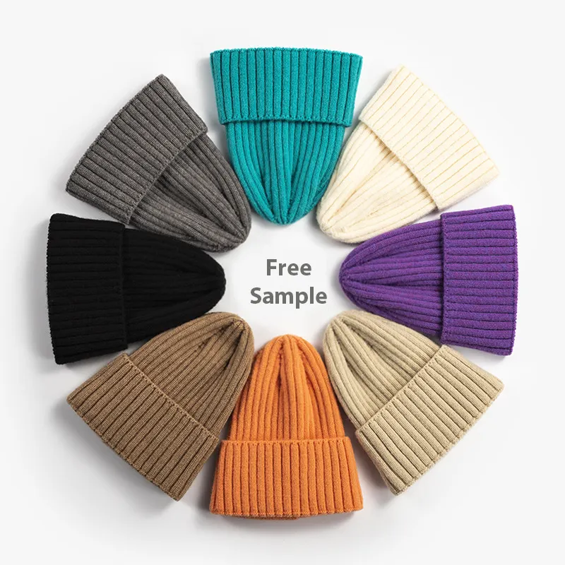 New Style Acrylic Custom Logo Knit Beanie Caps With All Kind Of Color Cotton Winter Beanie Hat