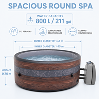 Spa gonflable carré surélevé 165x70cm pour 4 personnes, design personnalisé, avec fonction massage et technologie Drop Stitch, pour extérieur