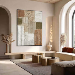 Strata Textured Abstract Neutral Oil <b>Painting</b> Modern Wall Art Canvas Print With <b>Frame</b> Minimalist Style Indoor Decor - Product Image 2