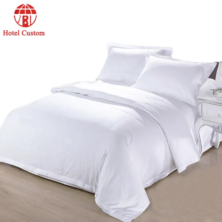 High quality cotton hotel bed linen white sheets double bed quilt cover set queen sizes cotton bedding