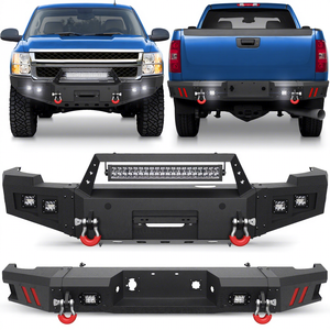 Parachoques delantero y trasero a <span class=keywords><strong>precio</strong></span> de fábrica para <span class=keywords><strong>camioneta</strong></span> Chevy <span class=keywords><strong>Silverado</strong></span> 2011 2014 HD 2500-3500 con placa de cabrestante, LED y anillos en D - Product Image 1